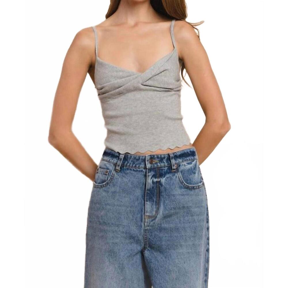 NEW HONEY MANGO twist knit top in gray